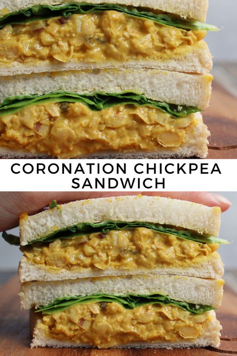 Introducing my Coronation Chickpeas Sandwich recipe. 5 minutes is all you need to make this DELICIOUS sandwich. Coronation Chickpea Sandwich, Coronation Chickpea Recipe, Colourful Sandwiches, Cornichons Recipe, Coronation Chickpea, Chickpeas Sandwich, Bean Sandwich, Hellofresh Vegetarian, Legume Recipes