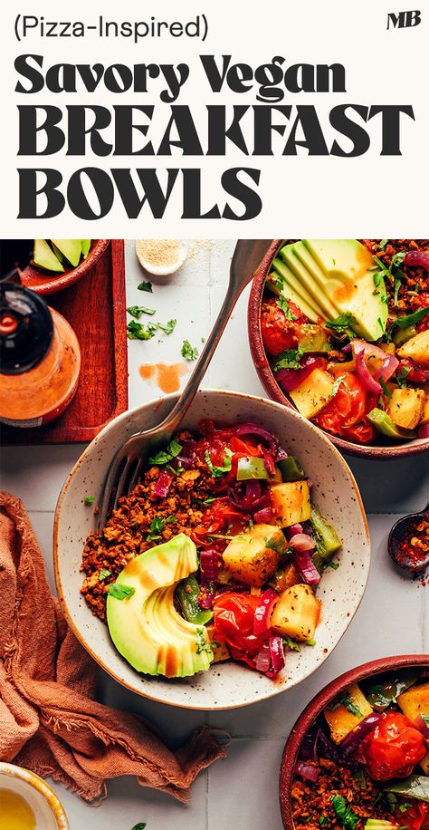 Vegan Breakfast Bowls, Savory Vegan Breakfast Ideas, Savoury Breakfast Ideas Vegan, Vegan Breakfast Bowl, Savory Vegan Breakfast, Vegan Savory Breakfast, Savory Oatmeal Vegan, Breakfast Bowl, Vegan Tempeh Breakfast