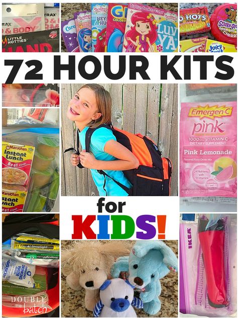 How To Make 72 Hours Kits For Kids - Emergency Kits For Kids Emergency Kit For Kids, Bag Storage Ideas, 72 Hour Emergency Kit, Emergency Prepardness, 72 Hour Kits, Emergency Preparedness Kit, Survival Bag, Emergency Preparation, Emergency Supplies