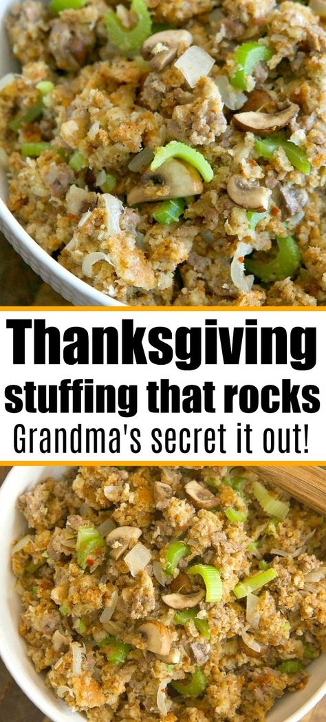 Best Thanksgiving Stuffing, Stuffing Sausage, Holiday Stuffing, Thanksgiving Dinner For Two, Easy Stuffing Recipe, Sausage Stuffing Recipe, Best Stuffing, Recipe Thanksgiving, Thanksgiving Food Sides