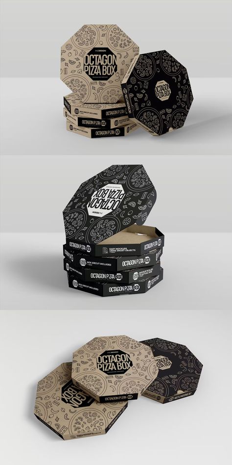 Packaging Mockup Octagon Pizza Box Pizza Packaging Design Creative, Pizza Packing Design Ideas, Innovative Pizza Packaging, Pizza Box Packaging Design, Pizza Package Design, Pizza Box Design Ideas, Pizza Packaging Ideas, Pizza Box Design Creative, Homeless Architecture