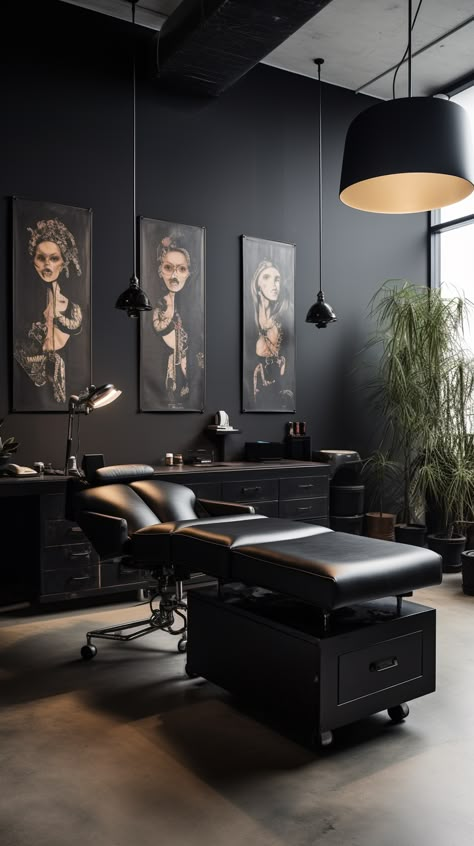 Feminine Tattoo Studio, Tattoo Room Ideas, Tattoo Studio Aesthetic, Tattoo Shop Aesthetic, Tattoo Shop Interior, Tattoo Shop Decor, Tattoo Studio Interior, College Bedroom Decor, Tattoo Studio Design