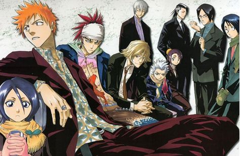 Some of my favorite Bleach characters, I like the casual clothes they wear as opposed to the Soul Reaper clothes they usually wear. Reaper Clothes, Soul Reaper Bleach, Bleach Soul Reaper, Manga Photos, Manga Fashion, Abarai Renji, Ichigo Kurosaki Wallpaper, Soul Reaper, Kubo Tite