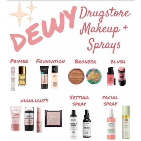 Maquillaje Glowy, Diy Dry Shampoo, Best Drugstore Makeup, Makeup Spray, Dewy Makeup, Makeup For Teens, Makeup Guide, Halloween Tags, Dewy Skin