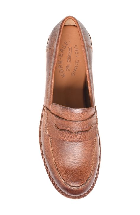 A low stacked heel and grippy rubber treads add modern charm to this supple leather penny loafer packed with extra padding for walkable comfort. 1 1/4" heel; 3/4" platform (size 8.5) Cushioned footbed Leather upper and lining/rubber sole Imported Shoes For Fall Women, Brown Penny Loafers Outfit Women, Jeans With Loafers Women, Women’s Loafers, Penny Loafers For Women Outfits, Brown Loafers Outfit Women, Penny Loafers Outfit, Loafers For Women Outfit, Womens Penny Loafers