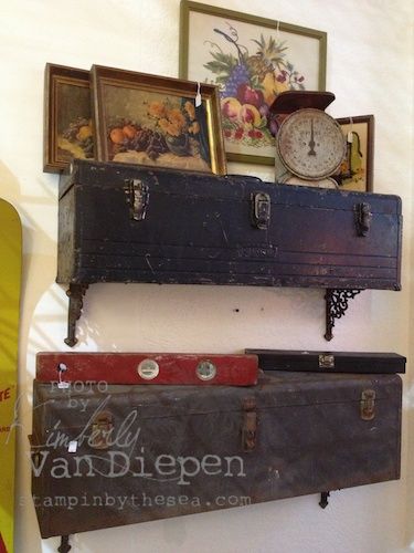 Love these old tool boxes as shelves.  Found at Adjectives Market in Orlando Florida. Old Tool Boxes, Metal Tool Box, Wooden Tool Boxes, Girl Time, Rustic Crafts, Tool Boxes, Diy Holz, Repurposed Items, Old Tools