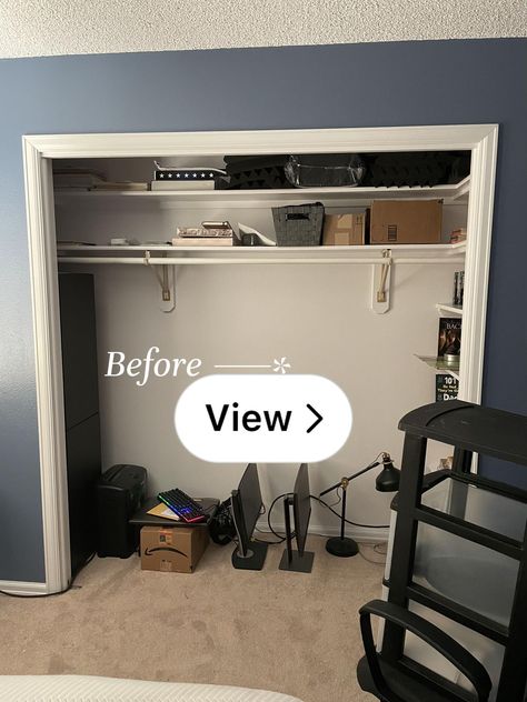 Lemon8 · Converted This Closet Into A… · @Ashleighbelle Turning Closet Into Entertainment Center, Convert Closet To Library, Turn Closet Into Bookshelves, Boys Closet Ideas, Closet With Tv In The Middle, Front Hall Closet Makeover, Small Closet Inspiration, Utility Closet Ideas, Closet Repurpose Ideas