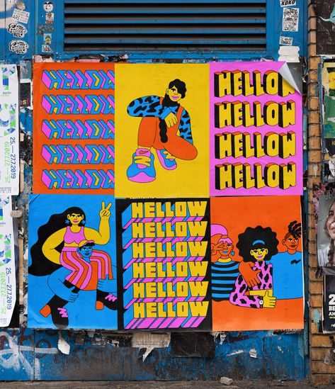 Hellow Festival 2020 on Behance Event Poster Design, Festival Design, Festival Posters, Graphic Design Print, Book Cover Design, Dia De Muertos, Graphic Design Illustration, Creative Work, Art Direction