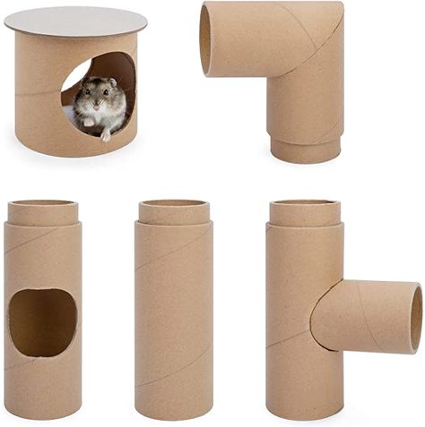 Mouse Diy Toy, Diy Hamster Tunnels, Diy Hamster Cage Accessories, Diy Mouse Toys Pet Mice, Pet Mouse Diy, Diy Hamster Hideout, Hamster Set Up, Diy Mouse Cage, Hamster Diy Toys