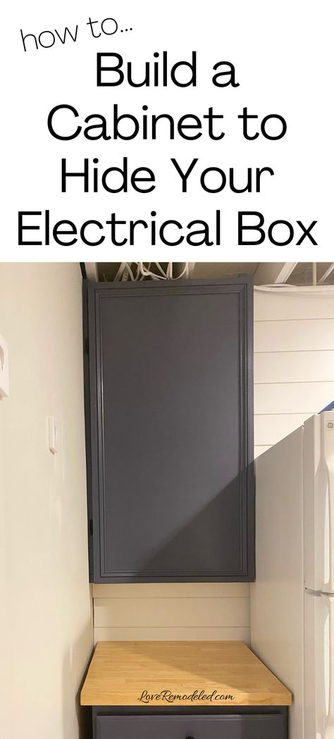 Build a Cabinet to Hide Your Electrical Box Cabinet To Cover Electrical Panel, Diy Electrical Panel Cover, Electrical Box Cover Ideas Indoor, Electric Box Cover Up Ideas Indoor, Hide Electrical Panel Indoor, Hide Electrical Panel, Hidden Door Ideas, Cover Electrical Panel, Adu Ideas