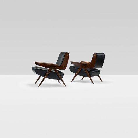 GIANFRANCO FRATTINI- lounge chairs model 831, pair, Cassina Italy, 1955 walnut, leather, brass Restoration Hardware Dining, World Market Dining Chairs, Blue Dining Room Chairs, Memory Design, Arm Chair Styles, Condo Design, Small Accent Chairs, Wood Wall Shelf, 12 December