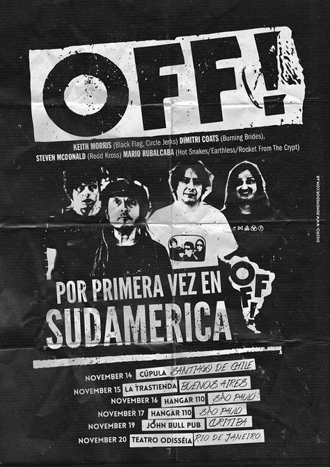 Great gig poster for #OFF ! Punk Album Covers, Punk Posters, Gig Posters Design, Punk Poster, Poster Diy, Band Poster, Gig Poster, Post Rock, Concert Poster