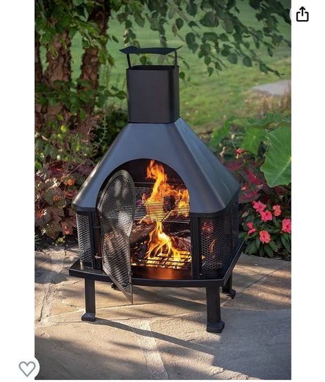 Endless Summer, Wood Burning Outdoor Fire House #ad Chiminea Fire Pit, Outdoor Wood Burning Fireplace, Chimney Design, Fireplace Outdoor, Large Fire Pit, Fire House, Cozy Backyard, Wood Burning Fire Pit, Wood Burning Fires