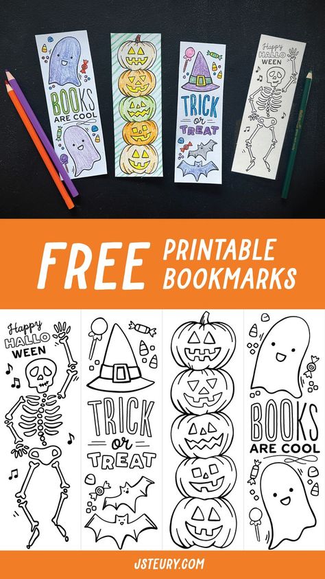 Halloween Books And Crafts, Free Printable Halloween Bookmarks To Color, Classroom Halloween Party Crafts, Halloween Crafts For 2nd Grade Party, Halloween Class Party 4th Grade, Halloween Craft Activities For Kids, Halloween Craft For Elementary Students, Free Halloween Bookmark Printables, Halloween Craft Classroom