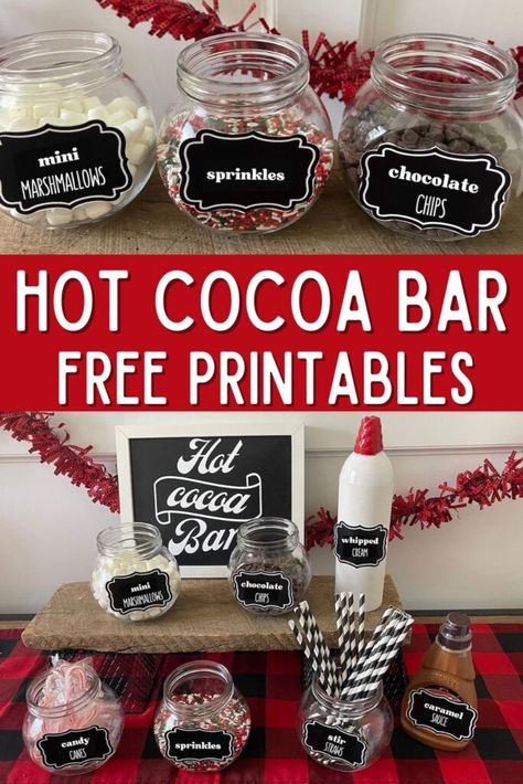 Christmas Desert Bar Ideas, Coffee Bar Ingredients, Hot Chocolate Bar Sign Printable Free, Free Hot Cocoa Bar Printables, Hot Cocoa Bar Ideas For Kids, Hot Chocolate Bar Toppings List, Hot Chocolate Bar For Kids, Hot Cocoa Bar Ideas Christmas, Hot Cocoa And Coffee Bar