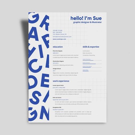 Resume Free Template, Cv Inspo Design, Cv For Designers, Designer Cv Design, Resume Design Ideas, Graphic Design Minimalist, Curriculum Vitae Design, Design Cv Template, Design Portfolio Layout