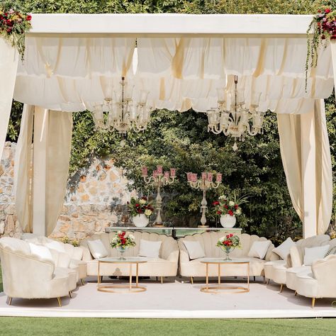 Step into a world of serenity and elegance with our stunning white-themed sitting arrangement. Every detail, from the delicate floral centerpieces to the crisp, white linens, has been meticulously crafted to create a pure and sophisticated ambiance. This setup is perfect for couples who desire a wedding that exudes grace and timeless beauty. The clean lines and minimalist decor elevate the aesthetic, making your special day unforgettable.” Our white-themed decor not only brings a sense of ca... Lounge Decor For Wedding, Wedding Sitting Arrangement, Wedding Lounge Decor, Wedding Lounges, Jungle Paradise, Wedding Farmhouse, Wedding Lunch, Sitting Arrangement, White Linens