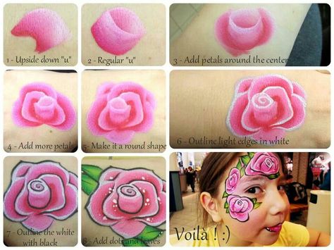 Roses Face Painting Unicorn, Easy Face Painting Designs, Face Painting Tips, Face Painting Tutorials, Face Painting Easy, Face Paint Makeup, Kids Face Paint, Oil Painting Tutorial, Face Painting Designs