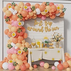 First Trip Sun Theme Brithday Balloon Garland Kit with Balloons Sun Paper Cards Boho Sun 1st Birthday Decorations for Girl Sun Theme First Birthday Party Supplies (Pink) Sun Theme, Sun Paper, Baby First Birthday Themes, Theme First Birthday, Baby Birthday Themes, 1st Birthday Themes, 1st Birthday Decorations, Boho Sun