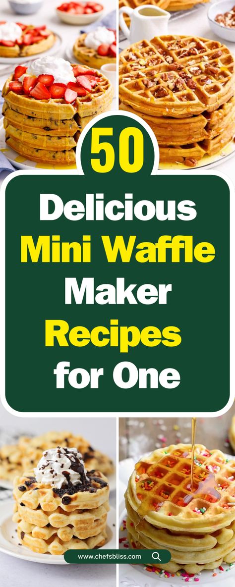 50+ Delicious Mini Waffle Maker Recipes for One – ChefsBliss Mini Waffle Iron Recipes Easy, Eggs In Waffle Maker, Dash Mini Waffles Recipe, Waffle Iron Recipes Easy, Mini Waffle Maker Recipes, One Waffle Recipe, Waffles Savory, Waffle Wednesday, Mini Waffle Recipe