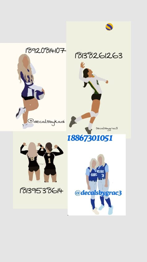 Volleyball Bloxburg Roblox decals Volleyball Bloxburg, Black Family Cartoon, Volleyball Wallpaper, Bloxburg Decals Codes Aesthetic, Cute Family Pictures, Preppy Decal, Roblox Decals, Pic Code, Roblox Image Ids