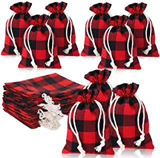 Amazon.com : red buffalo plaid party Calendar Advent, Christmas Candy Bag, Burlap Gift Bags, Retail Bags, Burlap Bags, Candy Packaging, Christmas Party Favors, Buffalo Plaid Christmas, Party Gift Bags