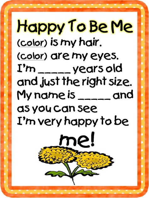 Happy to be me poem Back To School Poem, Preschool Poems, September Preschool, Poems About School, All About Me Preschool, Preschool Planning, Name Activities, School Learning, Kids Poems