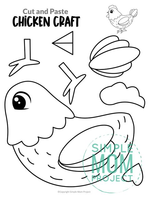 Find a simple and printable chicken craft for preschool, kindergarten and toddler age kids. This craft is so easy and the chicken template is so cute! You can glue it to a paper plate making a diy puppet or do the same with a paper cup. There’s so many easy ideas to use this free printable chicken craft this spring! Chicken Craft Kindergarten, Hen Template Free Printable, Printable Chicken Template, Paper Chicken Craft, Chicken Preschool Craft, Chicken Crafts For Toddlers, Farm Animal Templates Free Printable, Chicken Printables Free, Hen Crafts For Kids