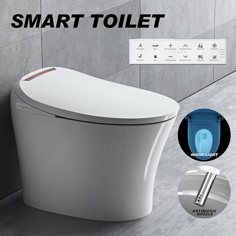 Smart Toilet Bidet Toilet Heated Seat with Integrated Multi Function Remote Control With Advance Bidet And Soft Closing Seat Smart Bidet Automatic Flushing One Piece Toilet Tankless Toilet, Bathroom Technology, Toilet Bidet, Bathroom Luxury, Smart Toilet, Bidet Toilet, Heated Seat, One Piece Toilets, Luxury Bathroom