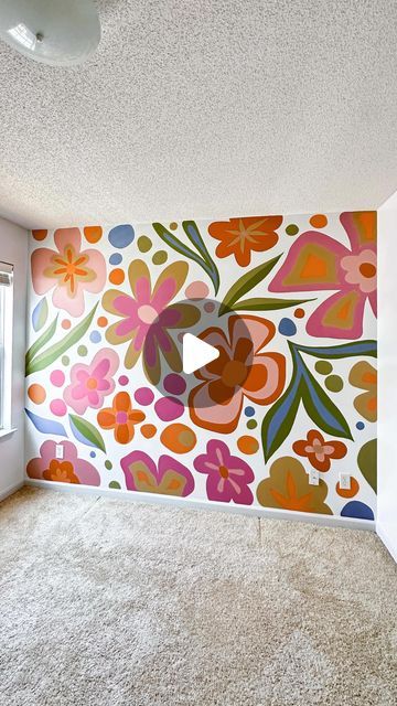 Becka Matthews Hickerson | Artist + Muralist on Instagram: "A before & after of Sienna’s flower mural! 🌸🍃 This was a special piece for some special people, and it feels like just yesterday that @emileecurtis_ and I were college roommates. Now, she’s bought her first home, and her little girl is two years old!!?! Life moves fasttt, but I’m so glad I could be a part of this big new adventure for them! 🥲" Flower Murals On Wall, Dance Mural, Playroom Mural, Flower Mural, College Roommate, Extra Rooms, New Adventure, Two Year Olds, Extra Room