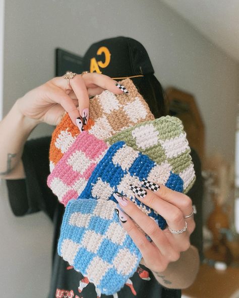 new crochet coasters tomorrow 9am! 🖤🌼🏁 having fun with C O L O R 🤓🌈 and finding joy in the simple things. When I set my cute drink on a colorful coaster it actually ✨does✨ brighten my day. I’m a 90s kid, so I’m always going to channel that through my creations ☺️🙌 If you like neutrals I do have the boho fringe coasters which are more muted, solid colors. Gotta have somethin for every home style & vibe 🥰 See yaaa tomorrow! Let me know what colors you’re loving 👇🏼 #crochetcoaster #crochetad... Switching Colors In Crochet, Kittenmallow Crochet, Trendy Crochet Coasters, Crochet Moss Stitch Coaster, Crochet Coasters Cotton Yarn, Boho Fringe, 90s Kids, Crochet Coasters, Finding Joy