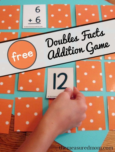 Get this free printable game for learning the doubles facts! Math Games Kindergarten, Math Recovery, Number Fluency, Doubles Addition, Easy Math Games, Math Doubles, Games Kindergarten, Addition Activity, Math Fact Worksheets