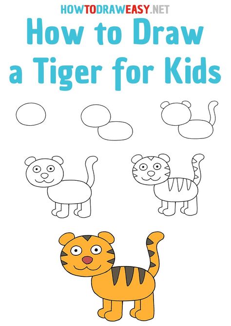 How to Draw a Tiger step by step #tiger #cartoontiger #tigercartoon #drawingtiger #tigerdrawing #tigerart #tigerarts #howtodrawatiger #easydrawing Tiger How To Draw, How To Draw Tiger For Kids, How To Draw A Tiger Easy, Tiger Drawing Easy Step By Step, Tiger Simple Drawing, Draw Tiger Easy, How To Draw An Animal, How To Draw A Tiger Step By Step, How To Draw Cartoon Animals