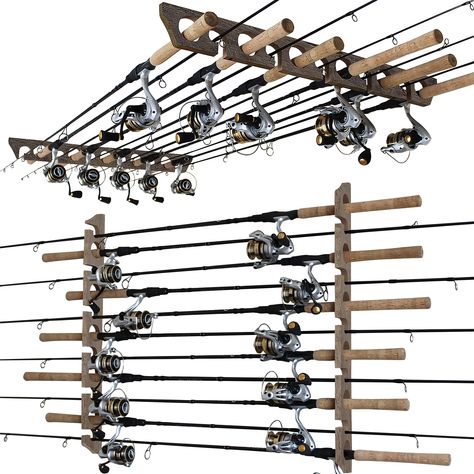 PRICES MAY VARY. FISHING ROD STORAGE RACK: Our fishing rod holder offers a simple yet effective solution for your fishing pole storage needs and garage organization. It ensures your rod and reel combos are always protected and ready for your next fishing adventure! ADJUSTABLE SPACING: The deep grooves of our fishing rod holder firmly secure your rods from the bottom to the top piece and perfectly suit the length of your fishing rods/poles, providing a dependable fit for your fishing gear. PREMIU Pvc Fishing Rod Holder, Fishing Lures Display, Fishing Pole Storage, Fishing Gear Storage, Fishing Pole Holder, Fishing Storage, Fishing Rod Rack, Fishing Rod Storage, Shed Organization