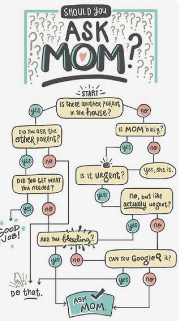 Should I Ask Mom Chart, Decision Flow Chart, Flow Chart Ideas, Flowchart Ideas, Funny Flow Charts, Mommy Daughter Activities, Ask Mom, Fun Sleepover Activities, Good Truth Or Dares