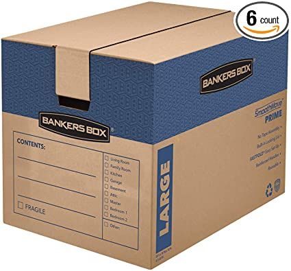 Bankers Box SmoothMove Prime Moving Boxes, Tape-Free, FastFold Easy Assembly, Handles, Reusable, Large, 24 x 18 x 18 Inches Wardrobe Boxes, File Boxes, Moving Storage, Fragile Tape, Corrugated Board, Moving Boxes, Moving And Storage, Corrugated Box, Changing Wall Color