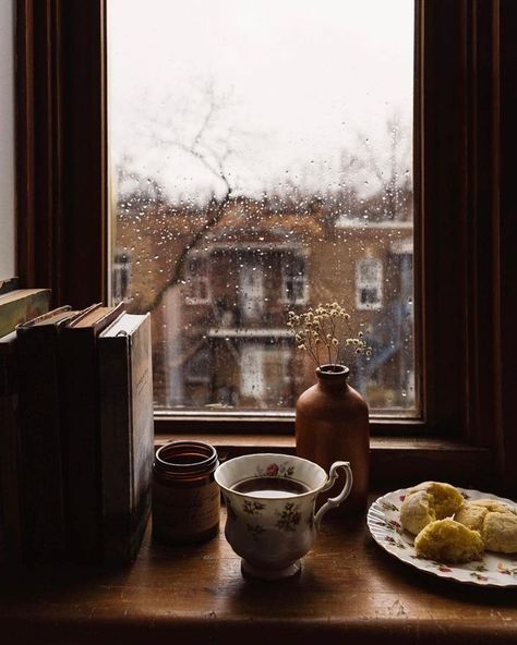 Table By The Window, Rain Aesthetic, Teen Room Decor, Photo Wall Collage, Shades Of Beige, Window View, Beige Walls, Autumn Vibes, Through The Window