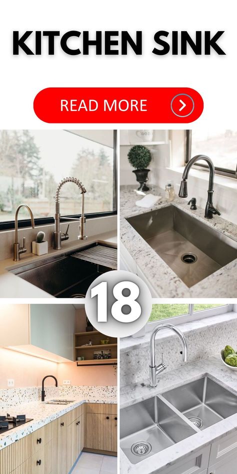 Transform your kitchen with our stunning sink ideas. From sleek undermounts to classic farmhouse styles, find the perfect match for your space Unusual Kitchen Sinks, New Kitchen Sink Ideas, Kitchen Sink Placement Ideas, Dream Kitchen Sink, Kitchen Sinks 2024, Large Kitchen Sink Ideas, Large Sinks Kitchen, Latest Kitchen Sink Design, Sinks Kitchen Ideas