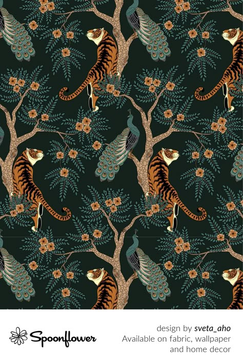 Tiger And Peacock, Woods Wallpaper, Orange Peel Texture, Asian Flowers, Green Planet, Lighted Canvas, Recycled Canvas, Wallpaper Calculator, Custom Printed Fabric