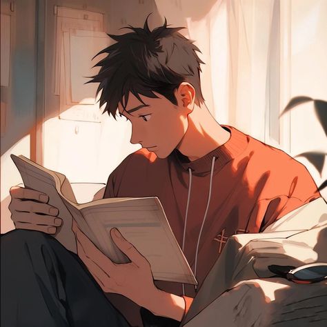 Anime Writer Guy, Guy Studying Drawing, Anime Character Reading Book, Anime Boy Studying, Ghibli Guys, Anime Study Aesthetic, Reading Anime, Study Anime, Anime Study