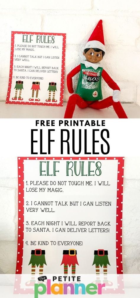 While Elf on the Shelf is a cute tradition to add to your family tradition for the holidays, there are a few guidelines to follow during their visit. These simple Elf on the Shelf rules will ensure your kids stay on track during their elf’s visit. Elf Rules Free Printable, Elf On The Shelf Rules, Elf Rules, Elf On Shelf Printables, Elf On Shelf Letter, Elf Classroom, Spirit Days, Christmas To Do List, Rules For Kids