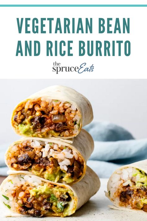 Bean And Rice Burrito, Vegetarian Burritos, Rice Burrito, Bean And Rice, Vegetarian Burrito, Vegan Bean, Recipes By Ingredients, Bean Burritos, Wfpb Recipes