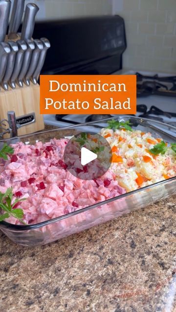 Pink Potato Salad, Dominican Potato Salad With Beets, Big Mama Cooks, Dominican Potato Salad, Spanish Corn, Patato Salad, Red Skin Potato Salad, Dominicano Recipes, Dominican Style