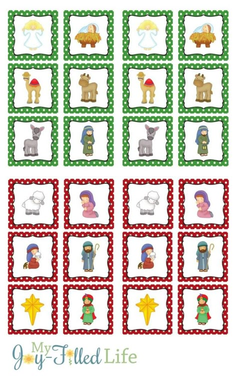 Printable nativity memory game that will help your family make memories and focus on Christ.   #Christmasstory #nativity #printablegame Printable Nativity, Club Games, Christmas Sunday School, Church Games, Winter Activities Preschool, Printable Games For Kids, Printable Puzzles For Kids, Christian Activities, Bible Story Crafts