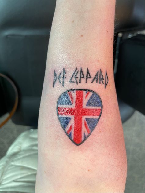 90s Band Tattoos, Def Leppard Tattoo Ideas, Def Leppard Tattoo, British Tattoo, Def Leppard Band, Metallica Logo, Def Leopard, Leopard Tattoos, 90s Bands