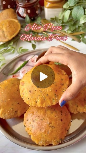 Foodklick on Instagram: "✨ Aloo Pyaz Masala Poori ✨

These Aloo Pyaz Masala Pooris are quite delicious. You can these with any sabzi or as it is.

✨Whole wheat flour
✨ Aloo/Potatoes
✨ Pyaz/Onion
✨ Tamatar/Tomato
✨Salt to taste
✨Red chilly Powder
✨Turmeric Powder
✨Jeera Powder
✨Kasuri Methi
✨Coriander leaves chopped
✨Ajwain
✨Kalonji seeds
✨Sesame seeds

.
.
.
#aloo #pyaz #masala #poori #sabzi #breakfast #thali #reels #reelitfeelit #foodreels #reelsexplore #vegan #indianfood #tasty #desikhana #food #oodbloggers #tasteofindia #foodreelsinindia #lunchideas #desifood #trending #reelvideo #recipe #mung #tasty #foodie" Poori Aloo Sabzi, Masala Poori Recipe, Poori Masala Recipe, Masala Poori, Veg Breakfast Recipes, Tomato Salt, Masala Aloo, Kalonji Seeds, Poori Recipe