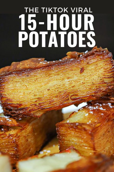 15 hour layered crispy golden potato stacks 15 Hour Potatoes, Layered Potato Bake, Layered Potatoes, Canned Potatoes, Layered Potato, Heston Blumenthal, Duck Fat, Potato Recipes Side Dishes, Easy Eat