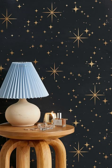 Potential Wallpaper, Sky Nursery, Wallpaper Panel, Uo Home, Wall Art Wallpaper, Wall Decor Design, Stick On Wallpaper, Star Wallpaper, Star Wall