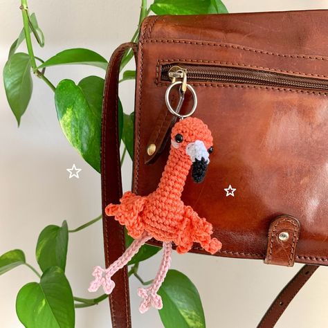 Flamingo Crochet Keychain, Aesthetic Keychain, Kawaii Bag Charm, Cute Roommate / Best Friend Gift - Etsy Vietnam Crochet Keychain Aesthetic, Pink Crochet Keychain, Small Crochet Flamingo Pattern Free, Crochet Flamingo Keychain, Pineapple Crochet Keychain, Crochet Pink Flamingo, Amigurumi Flamingo, Aesthetic Keychain, Keychain Aesthetic