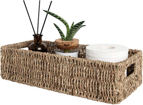 Washcloth Basket Bathroom, Paper Baskets, Seagrass Baskets, Toilet Paper Rolls, Toilet Paper Storage, Restroom Decor, Diffuser Bottle, Seagrass Basket, Small Potted Plants